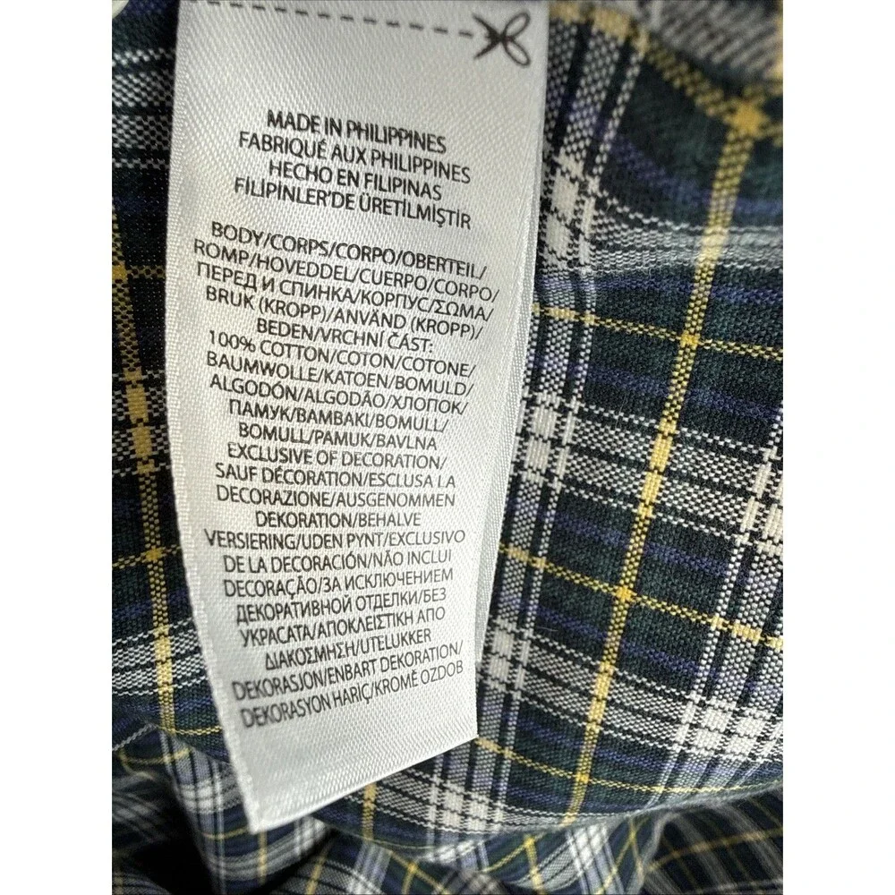 Ralph Lauren Classic Fit Gordon Tartan Plaid Shirt Small S Green Navy Yellow RL